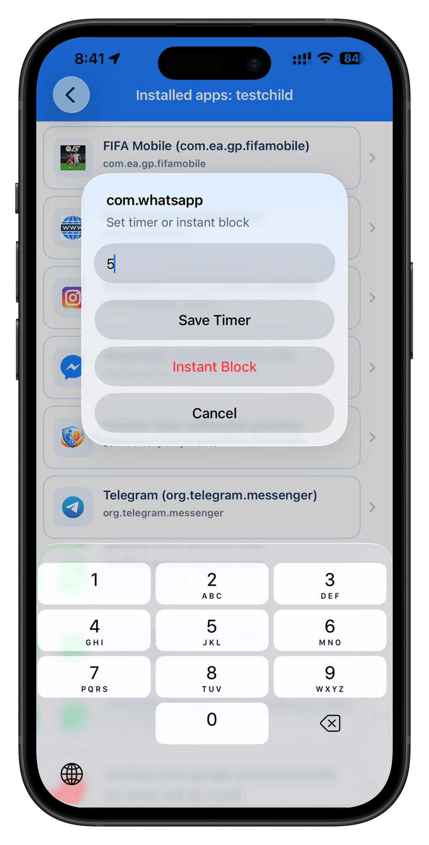 iOS app timer controls