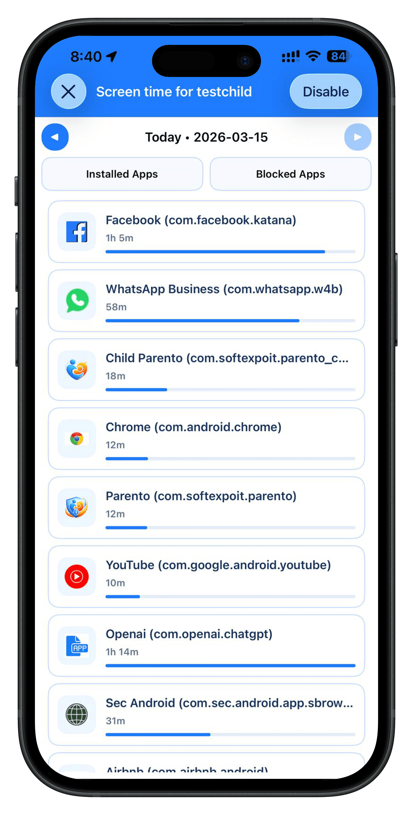iOS screen time analytics