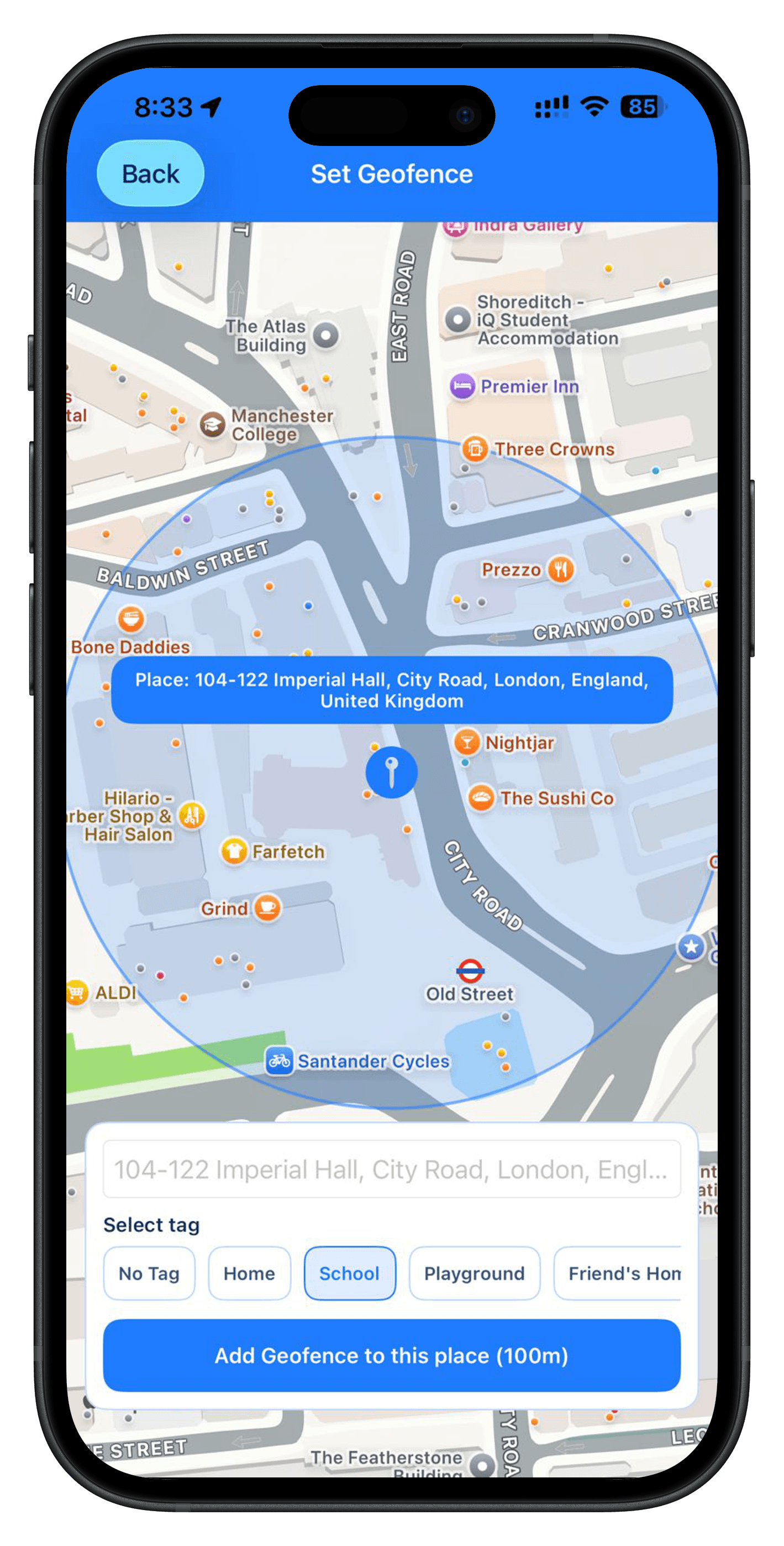 iOS set geofence map