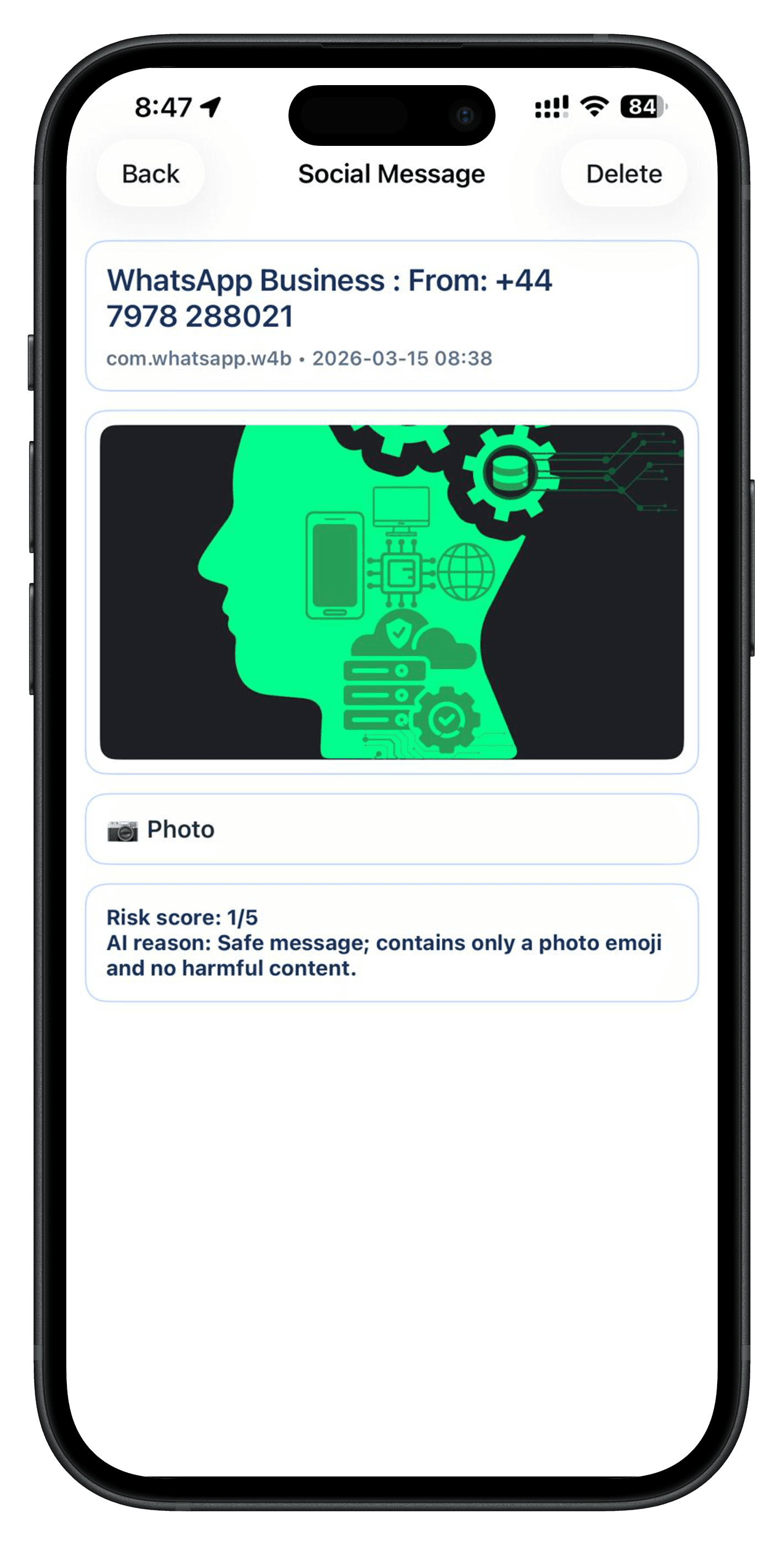 iOS social message detail