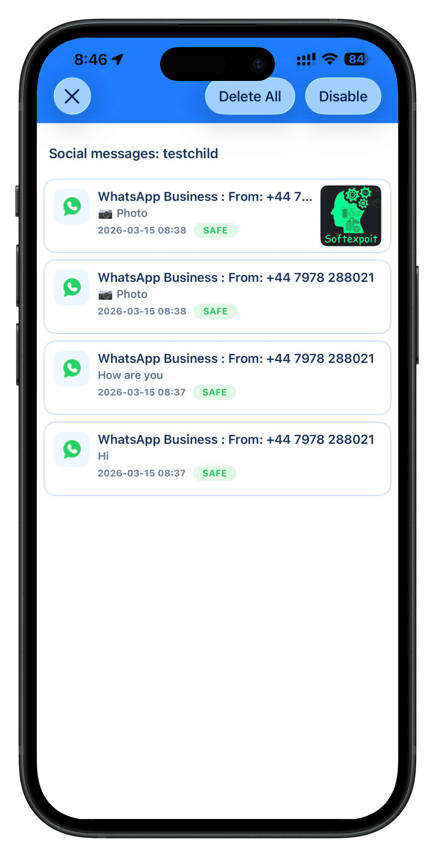 iOS social message alerts