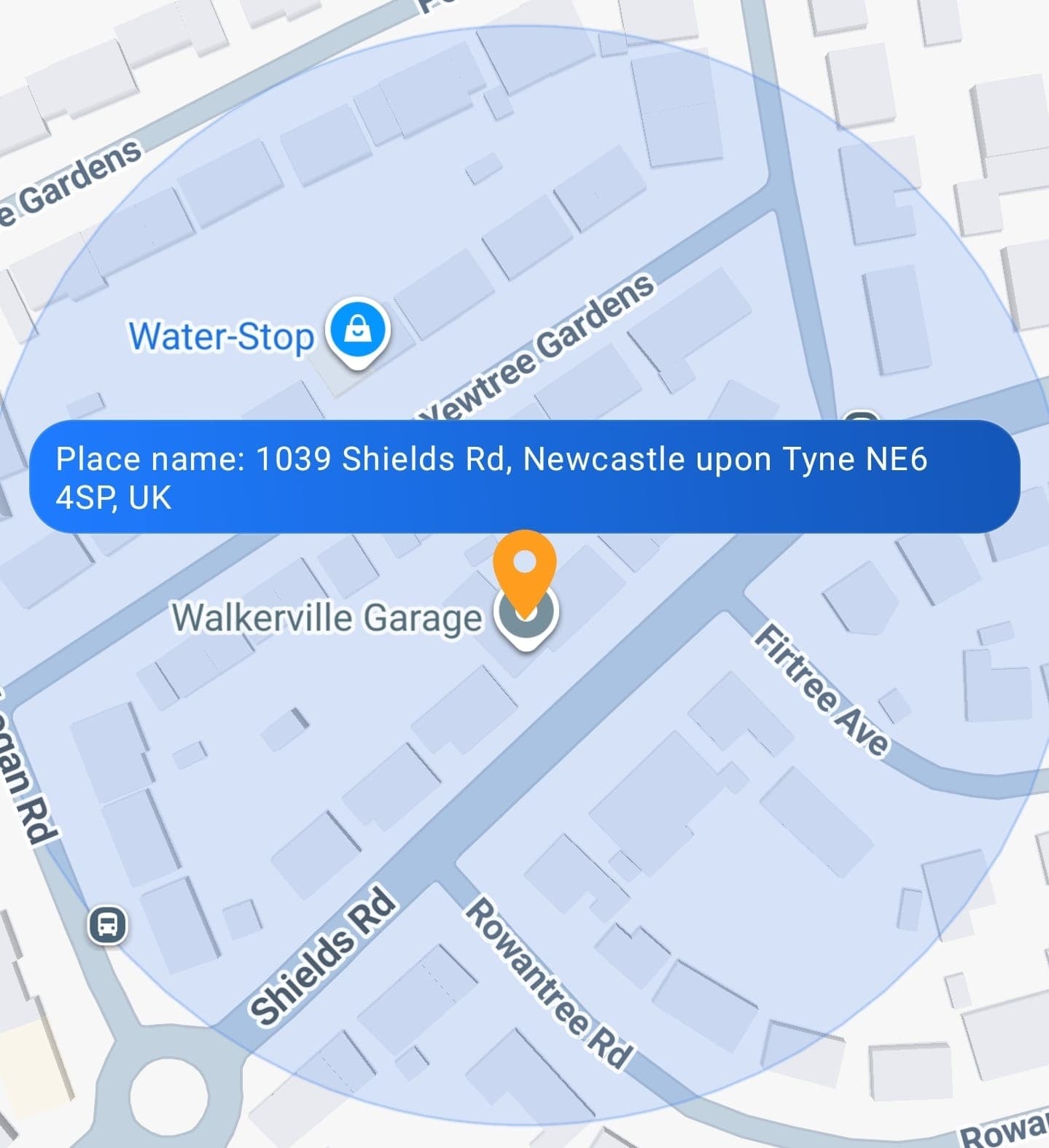 Parento geofence map view